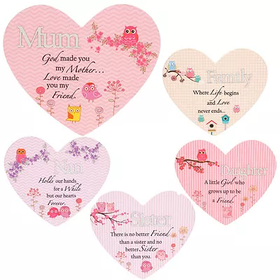 Heart Shaped Hanging Plaque Message Gift Home Decor Present Mirror Word Pink New • £4.95