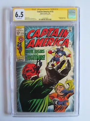 Captain America 115 CGC 6.5 SS Signed By Stan Lee Red Skull App 1969 • £442.35