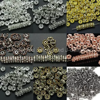 100Pcs Czech Crystal Rhinestone Wavy Rondelle Spacer Beads 4mm 5mm 6mm 8mm 10mm • $4.55