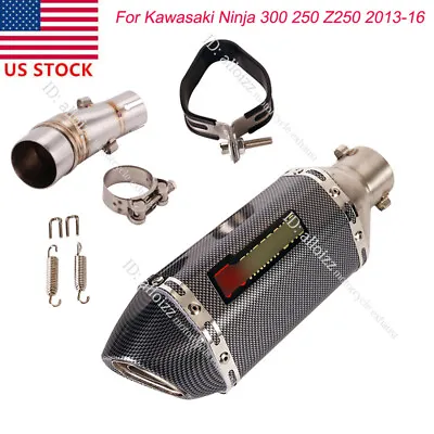 For Kawasaki Ninja 300 Ninja 250 Slip On Motorcycle Exhaust Muffler Tip Mid Pipe • $89.30