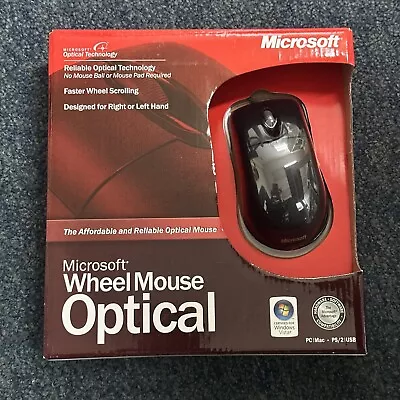 Vintage Microsoft Wheel Mouse Optical Mouse Black (Factory Sealed Retail Box) • $49.99