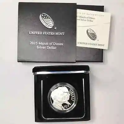 2015-W March Of Dimes Proof Silver Dollar W US Mint OGP - Box & COA • $32.31