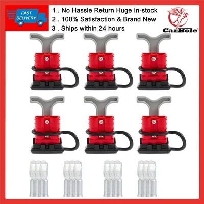 $25.99 • Buy 6Set Anderson Style Plug Connector 50 AMP T Handle Dust Cap Cover Solar 6-10AWG