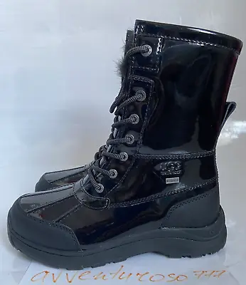 New UGG Adirondack Boot III Black Patent Leather Women's 7.5 Waterproof 1132991 • $159