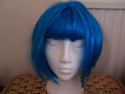 Women’s Sexy Blue Short Bob Cut Fancy Dress Wig Play Costume Ladies • £5