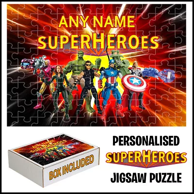 Personalised Super Heroes Jigsaw Puzzle-Add Any Name • £11.99