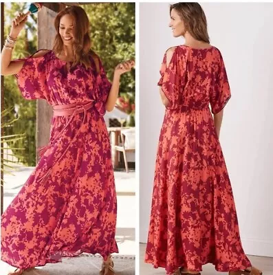 Soft Surroundings Marcella Maxi Dress Womens Size XL Floral Cold Shoulder $212 • $59.99