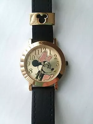 Disney Minnie Mouse Women's Watch Rose Gold Glitter Pink Bow Cute USED • $16.99