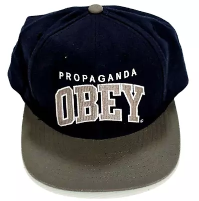 OBEY Adjustable Snapback Baseball Hat Cap Embroidered Navy Gray OSFA • $13.28