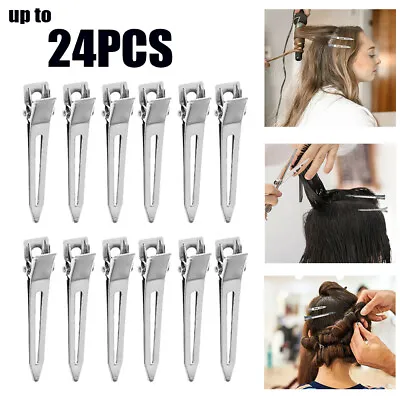 24X Hairdressing Hair Clip Single Hole Pin Curl Setting Section Duckbill Hairpin • £4.43