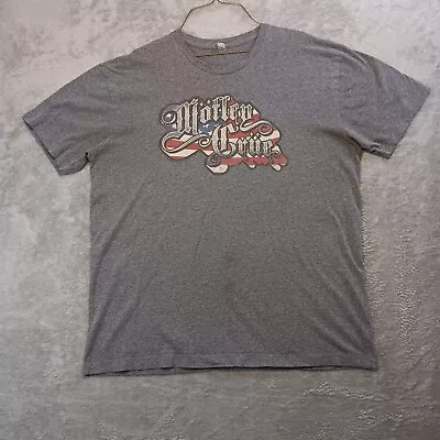 Motley Crue Logo USA Flag Gray T-Shirt Men XL American Heavy Metal Rock Band LAT • $11.01