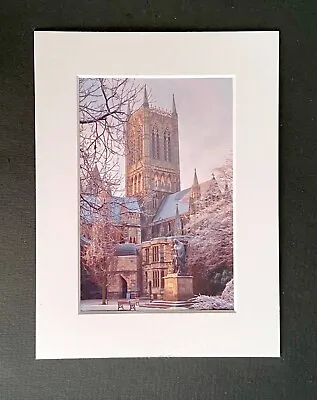 201110P1 - Lincoln Cathedral Winter Scene - Photographic Print With White Mount • £9