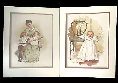 Maud Humphrey Print Baby First Steps Matted Set Of Two • $16.99