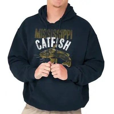 Mississippi River Catfish Fishing MI Souvenir Adult Long Sleeve Hoodie Sweatshir • $29.99