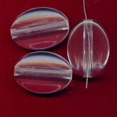 6 VINTAGE CRYSTAL ACRYLIC FLAT OVAL SMOOTH 39x28mm. BEADS 6680 • $2.24