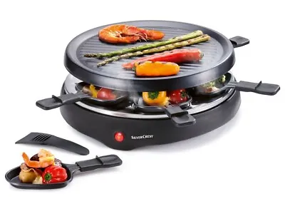 Silvercrest Raclette Grill Electric Non-Stick 6 Person Indoor Griddle Plate NEW • £29.99