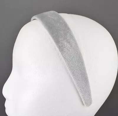 Pale Grey Velvet Headband Soft Velour Hair Accessory 1.25  Wide Plain Classic • $5.99