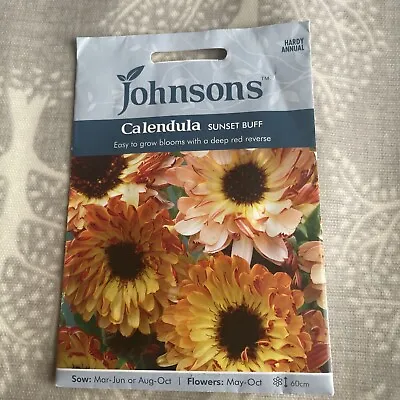 Johnsons Seeds  - Flower - Calendula Sunset Buff - 75 Seeds New Sow By 2024 • £1.95