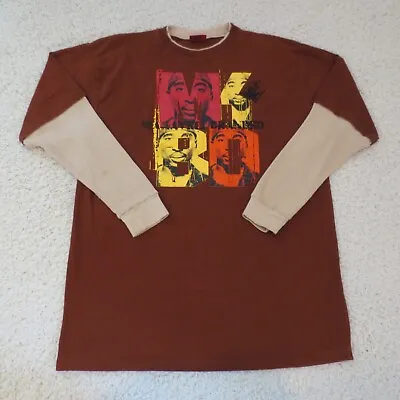 Tupac Shirt Mens Large Brown Makaveli Branded Thermal Long Sleeve Hip Hop Y2K • $26.24