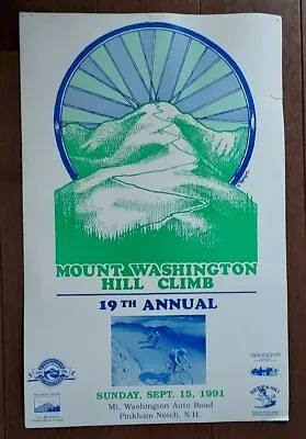 Original Mt Washington NH Hill Climb Cycling Event Poster 1991 Bicycle Auto Road • $34.99
