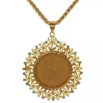 Persian Iranian Pahlavi Shir Khorshid Lion Sun Necklace Chain • $36