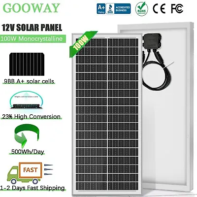 12V Solar Panel 100W Battery Charger Mono Home Off Grid RV Camper Boat Caravan • £45.99