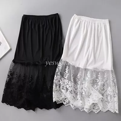 Lady Lace Dress Extender Slip Elastic Waist A Line Skirts Extenders Black/White • $9.90