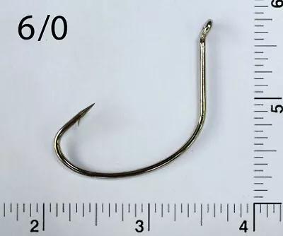 PACK OF 100 Size 6/0 TACKLEWORKS Offset Nickel Kahle Fishing Hooks Bent Eye Up • $26.25