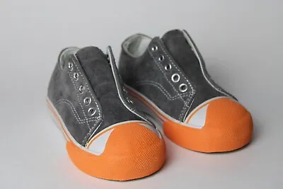 NEW Morgan & Milo LTT Grey Suede Slip-On Sneakers Orange Toe Cap 10 Toddler/6.5  • $29.99