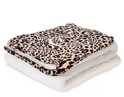 $39.95 • Buy Victoria's Secret Cozy Leopard Animal Print Plush Fleece Sherpa Blanket NEW