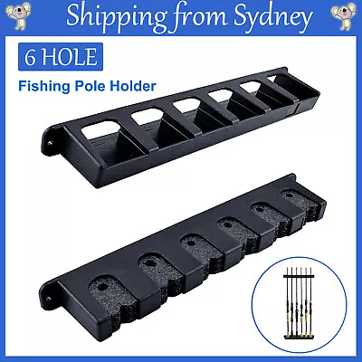 $13.99 • Buy 6 Hole Rod Rack Fishing Pole Holder Tackle Wall Fishing Rod Storage Fixed Stand