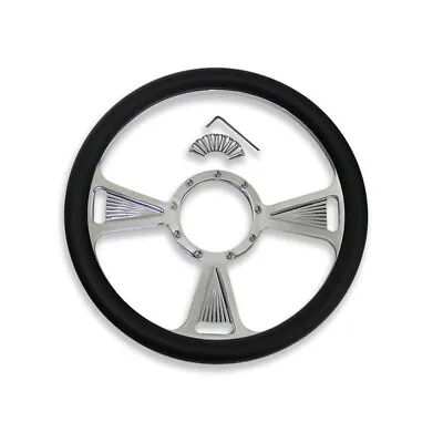 14  Chrome Billet Aluminum Steering Wheel 9 Hole W/ Black Half Wrap Leather GM • $139.68
