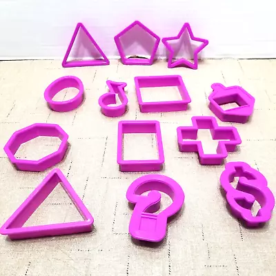 Shapes Plastic Cookie Cutters Purple Lot Of 13 Triangle Oval Music Note Square • $19.29