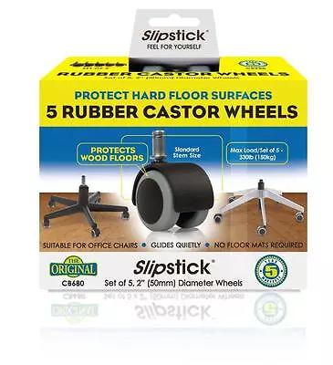 $27.95 • Buy Slipstick CB680 2  Rubber Castor Wheels Office Chair Floor Protector Set Of 5