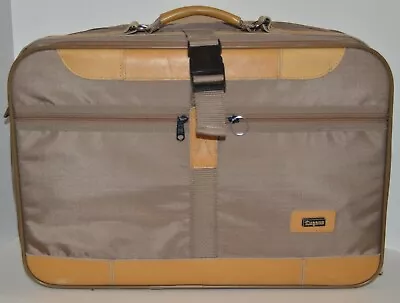 Vintage Lugano Canvas & Leather Travel Luggage Bag • $14.99