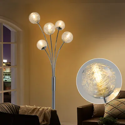 Modern LED Floor Lamp Tall Pole Standing Lamps Glass Shade Floor Light Bedroom • $89.99