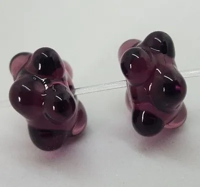 2 Pcs Handmade Genuine Murano Glass Transparent Dark Purple Small Beads  • £5