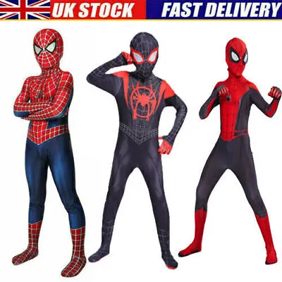 Child Spiderman Tobey Maguire Cosplay Costume Kids Jumpsuit Zentai Suit Boys NEW • £14.99