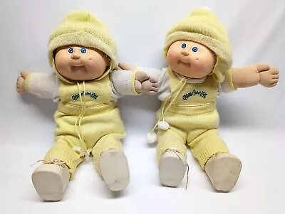 VINTAGE CABBAGE PATCH TWIN DOLL 1985 LOT W ORIGINAL + HAND MADE CLOTHING OUTFITS • $69.99