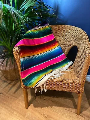 £18.99 • Buy Small Mexican Blanket Throw Serape Yoga Mat Rainbow Cloak Scarf Homeware Stripe