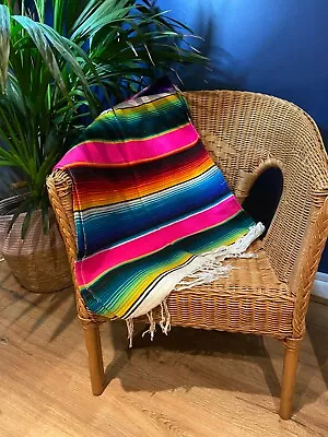 Small Mexican Blanket Throw Serape Yoga Mat Rainbow Garden Scarf Homeware Summer • £24.99