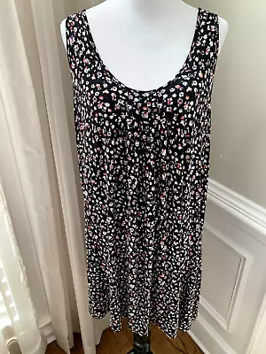 Simply Vera Wang Nightgown Xl Gown Rayon Blend Knit Black Floral Thin Cool • $19.88