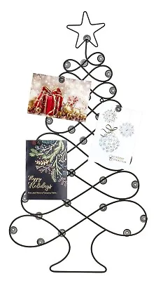 Red Co. Christmas Tree Card Holder Wall Mounted Decorative Rack In Black Finish • $36.50
