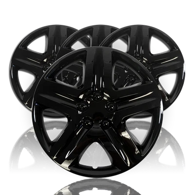 $78.95 • Buy Set Of 4 BLACK 17  Hub Caps Full Rim Wheel Covers 5 Spoke Star Hubs Steel Clips
