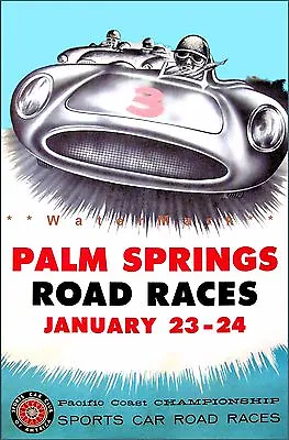 Palm Springs Road Races 1950 CA Vintage Poster Print Retro Style Car Racing Art • $27.45