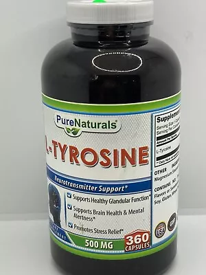 Pure Naturals L-Tyrosine 500 Mg 180 Capsules Exp 08/2024 • $14.75