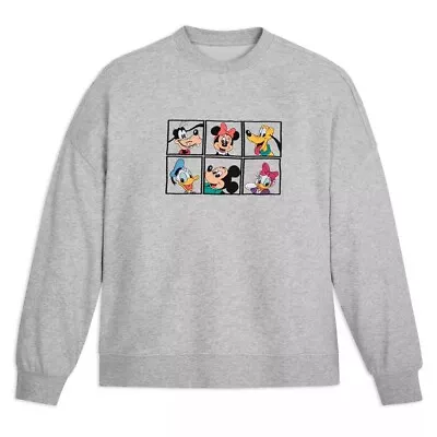 (NEW) 2023 Disney Mickey Mouse & Friends Gray Pullover Sweatshirt Size 1X • $89.95