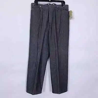 WahMaker Dodge City Pants 36 Suspender Taupe Gray Black High Waist Western  • $99.99