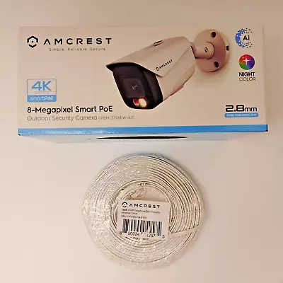 Amcrest 4K IP PoE AI Camera W/ 100ft Cat6E Cable - IP8M-2796EW1-CAT6CABLE100FT1 • $87.90