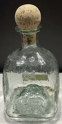 PATRON Tequila 8  Empty Glass Bottle W Cork  Stopper ~ Label ~ Barware Decor EUC • $13.99